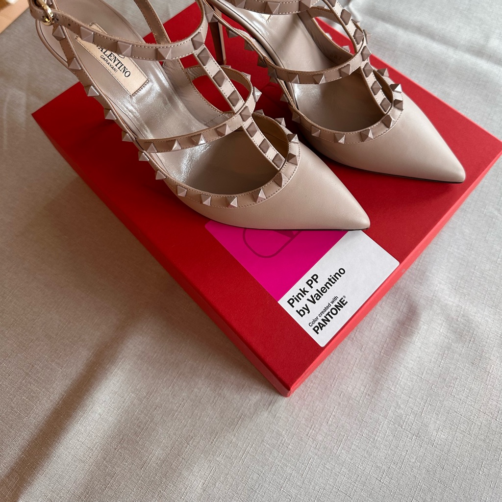Valentino Gravani Rockstud Ankle Strap Pump With Tonal Studs 100mm